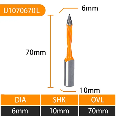 d6-L UCHEER 1 шт. левое/правое деревообрабатывающее сверло для изготовления отверстий ovl70мм Dia4-10mm Фасонная фреза ДВП - Длина режущей кромки: d6-L