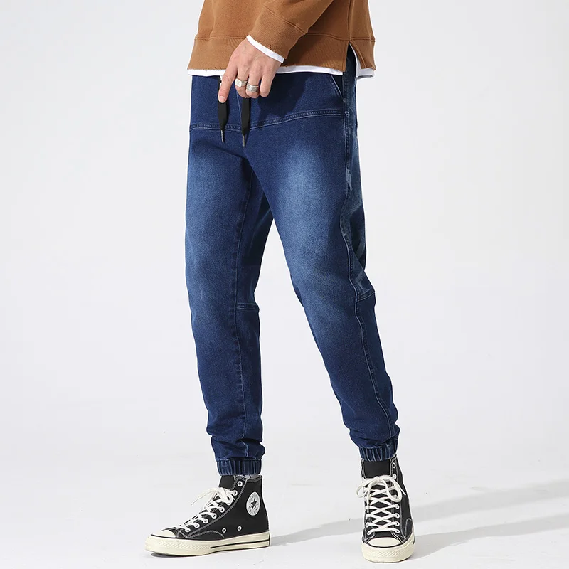 

Spring Autumn Black Blue Cargo Jeans Men Stretched Denim Jogger Pants Men Baggy Harem Jean Trousers Plus Size 6XL 7XL 8XL