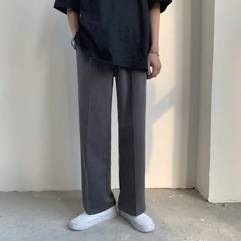 

Korean Style Straight Casual Pants Men's Fashion Solid Color Business Suit Pants Men Streetwear Loose Dress Pants Mens Trousers