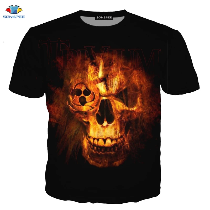 SONSPEE/Новинка футболка с сахарным черепом Мужская модная хвостом пламенем рыцаря