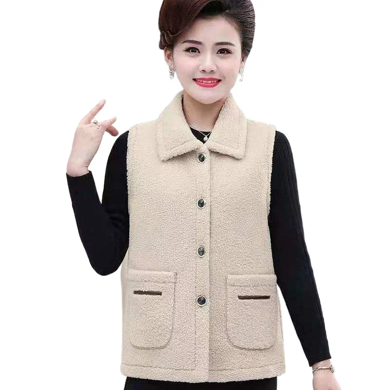 Женские флисовые Куртки без рукавов жилет со сплошным карманом толстое пальто