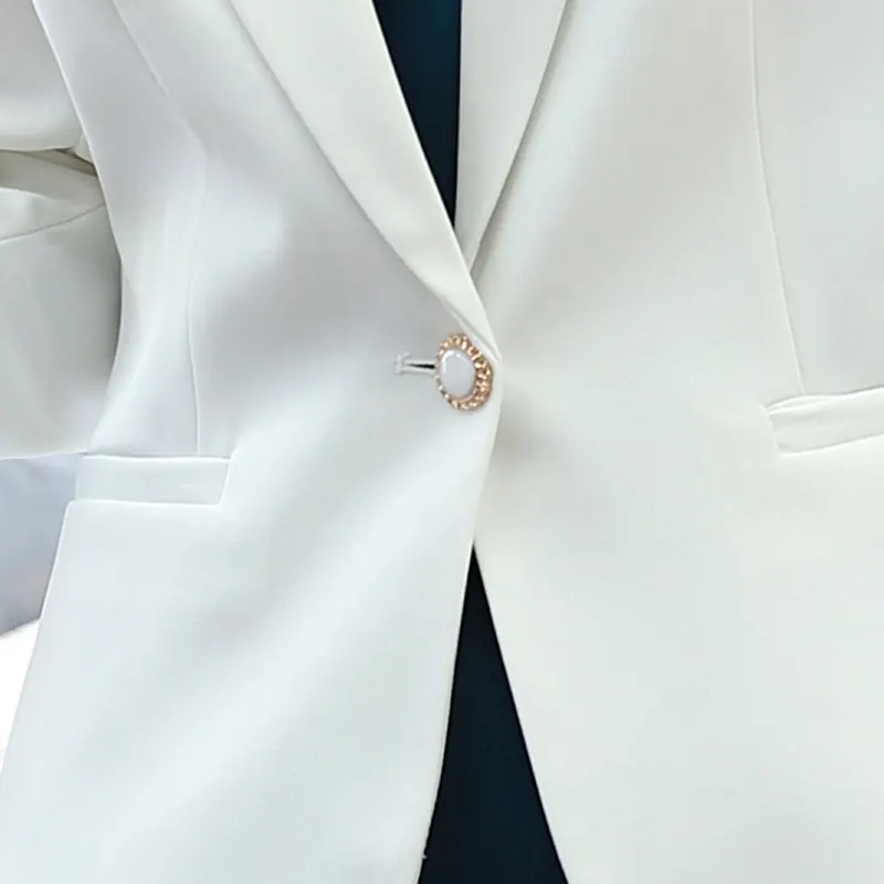 

White Blazer Blue Dress Women Formal Dress Suit Ladies Elegant Business Office Wear Blazer Suits OL Long Sleeve Jacket Dresses