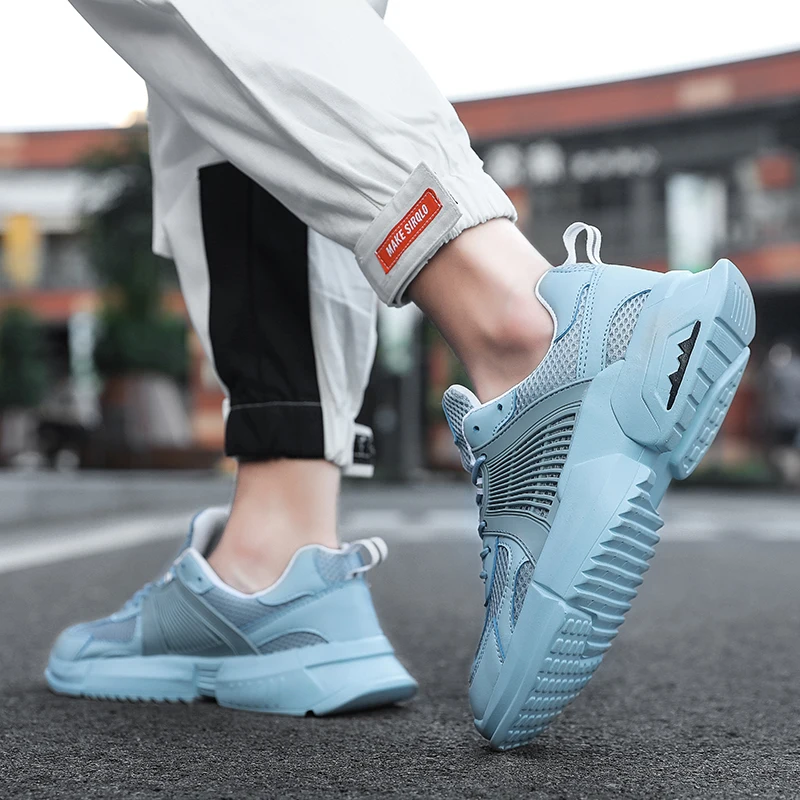 

New Green Blue Sports Shoes for Male Summer Breathable Dad Sneakers Retro Mens Running Shoes Zapatillas Hombre Deportiva