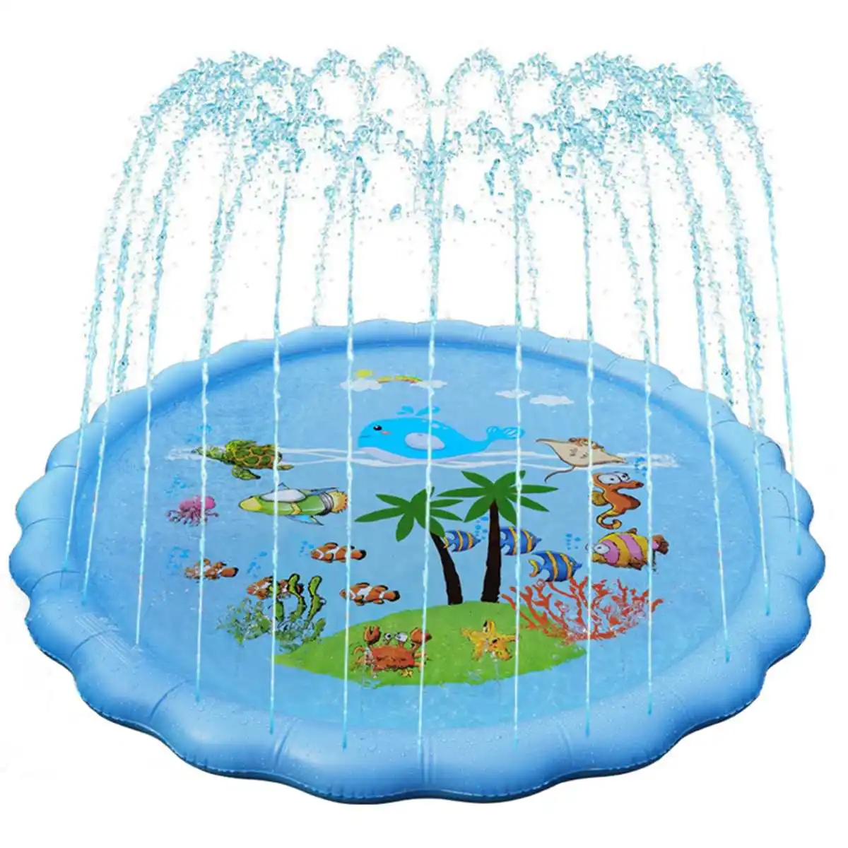 

170cm Inflatable Water Spray Pad Mats Kids Play Cushion Round Water Splash Play Pool Yard Sprinkler Mat Fun Games Playmats PVC