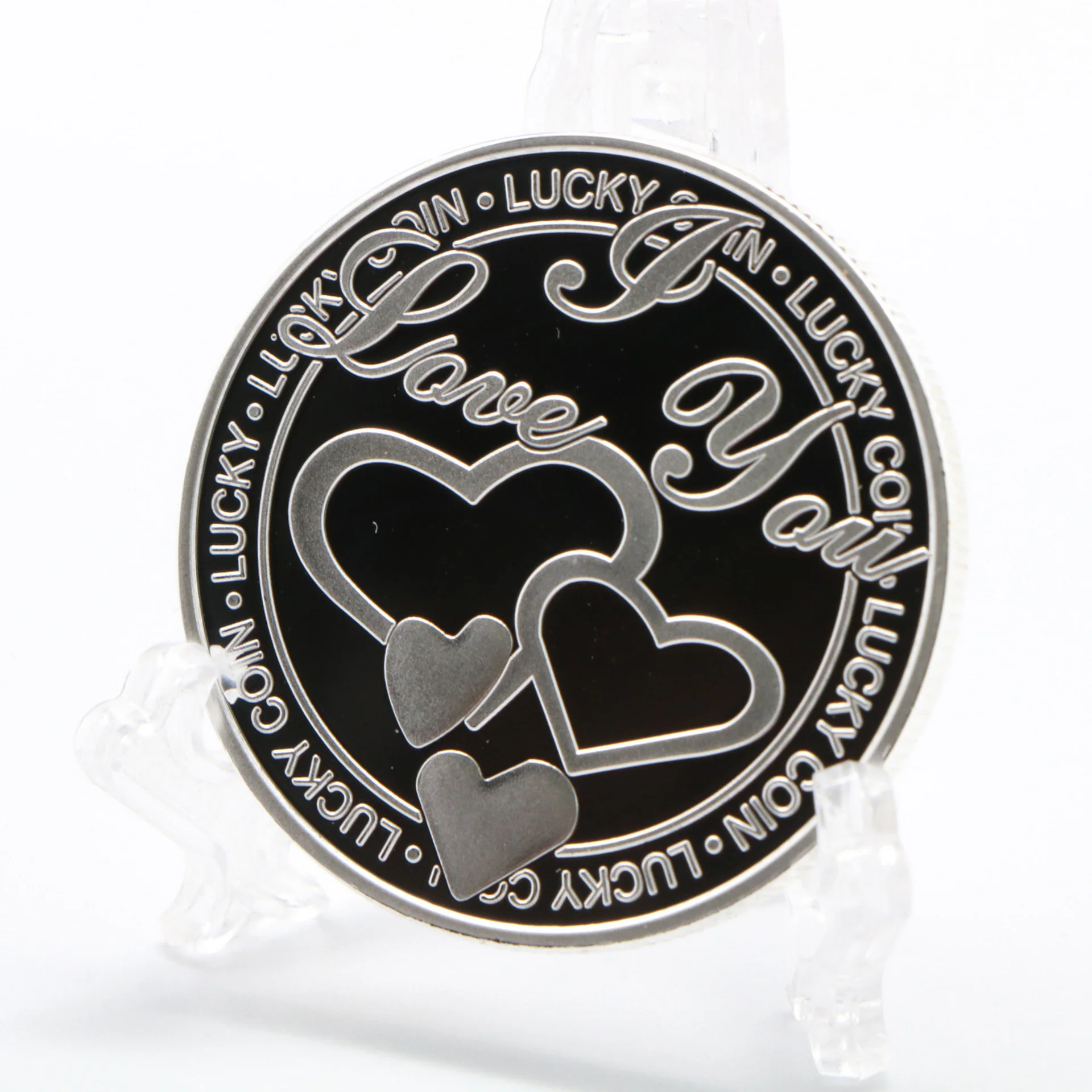 

2021 Heart-shaped Love Silver-plated Commemorative Coin Collection Coin Embossed Lucky Coin Heart Corresponding Medal Collection
