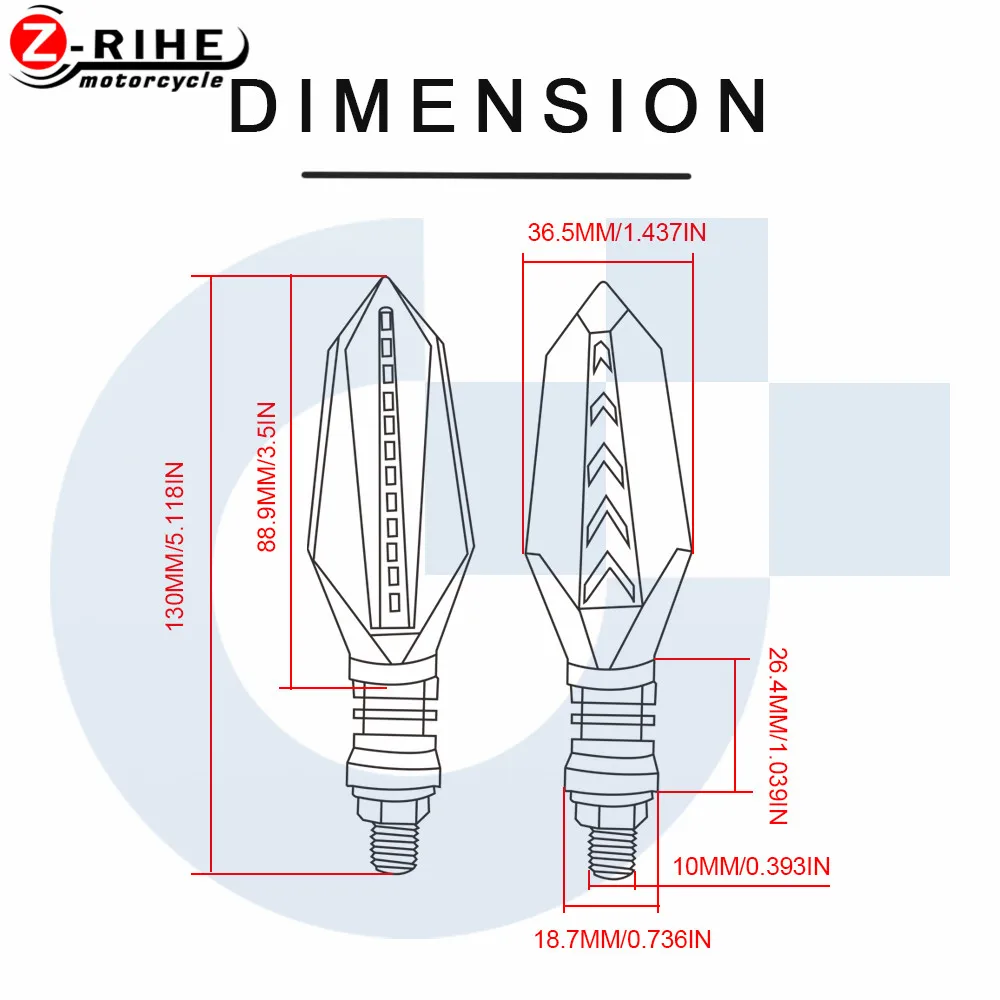 Передний/задний светодиодный сигнальный светильник для мотоцикла индикаторная