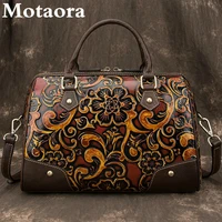 motaora womens bag female luxury bag genuine leather retro hand bags for women handmade embossing shouldercrossbody bags 2021