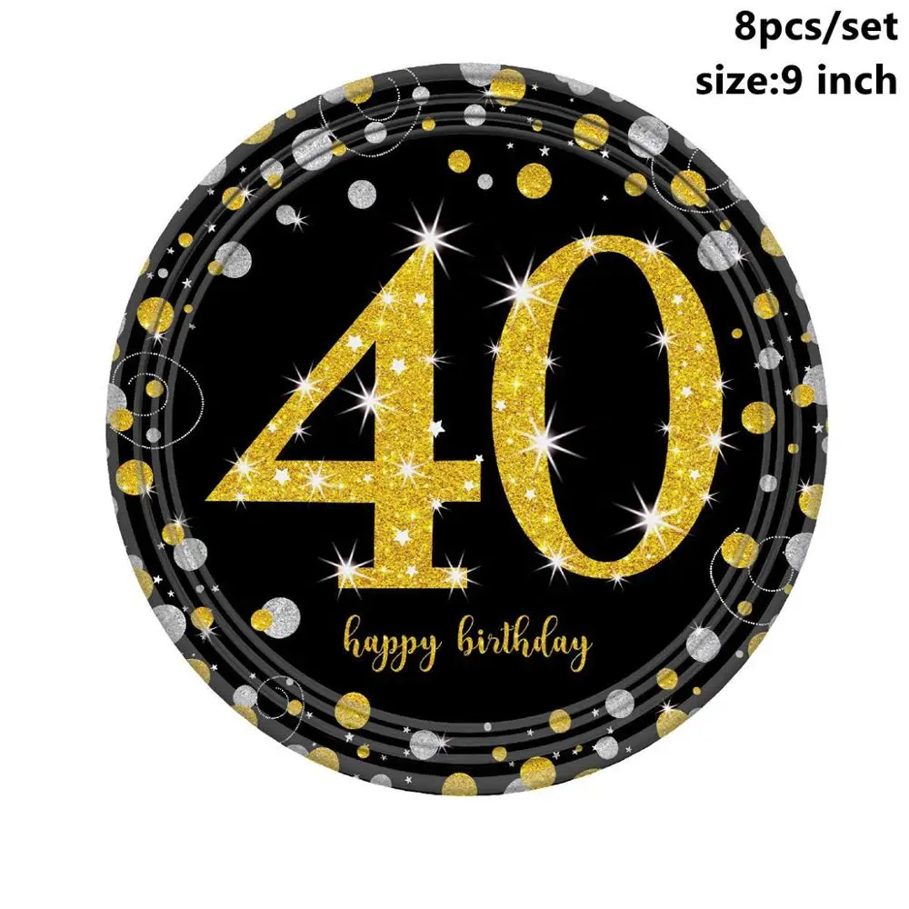 40th Plates Taoup 32 дюйма 40 дюймов Золотой номер шары фольга 21 30 40 50 60 с днем рождения шары-цифры шары День рождения Декор для взрослых - Цвет: 40th Plates