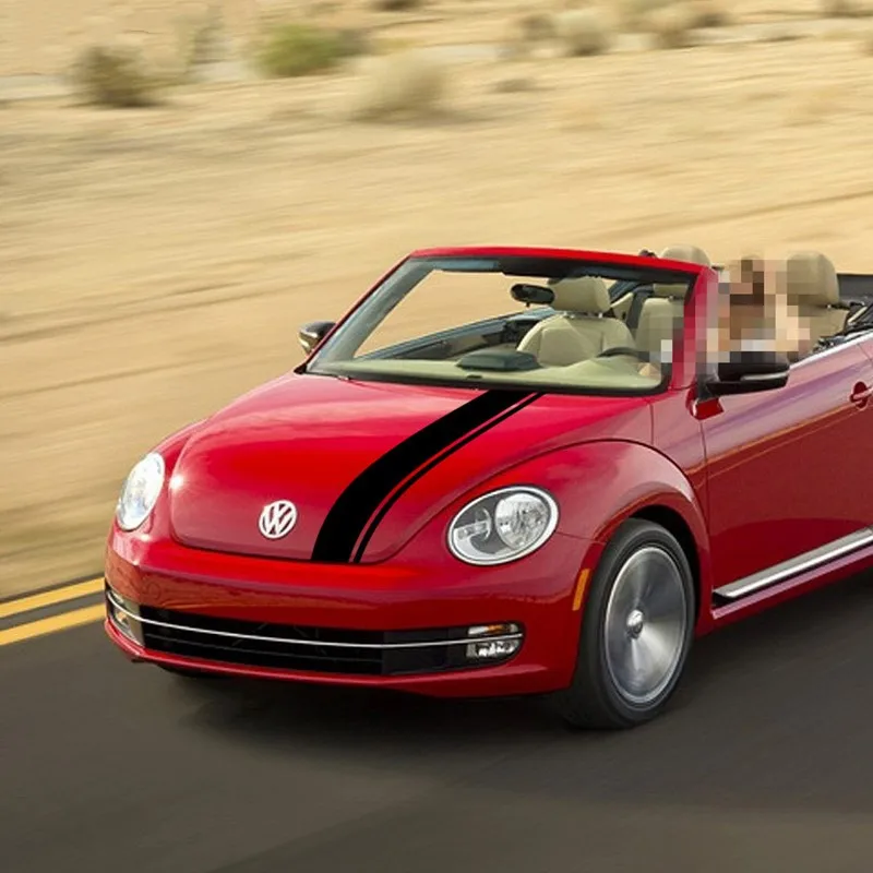 

Наклейка на капот автомобиля для Volkswagen-Beetle Racing, спортивные полосы, украшение на крышку двигателя, виниловые наклейки