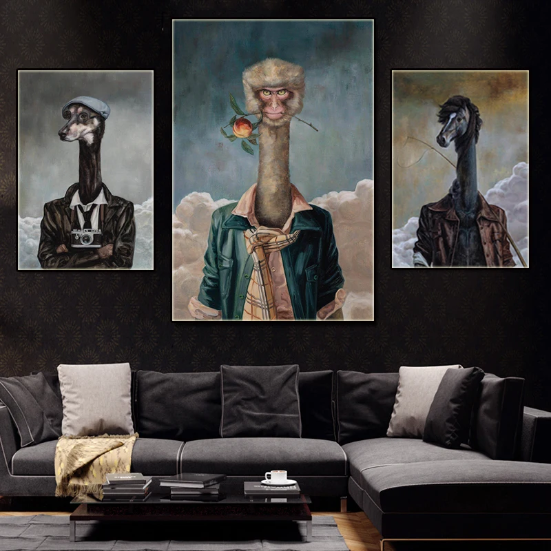 Постеры с абстрактным Изображением Животных лося обезьяны лошади рога овец