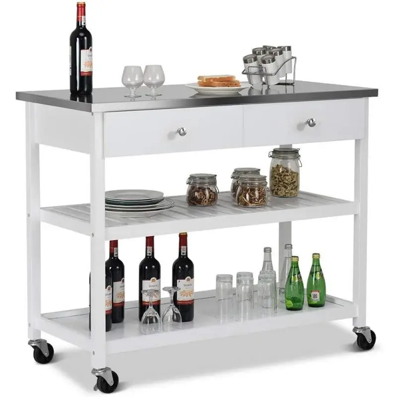 Goede Multifunctionele Keuken Vloer Eenvoudig Organisator Plank Huishoudelijke Multilayer Stalen Frame Opbergkast Met Wiel Restauratierijtuig Hwc