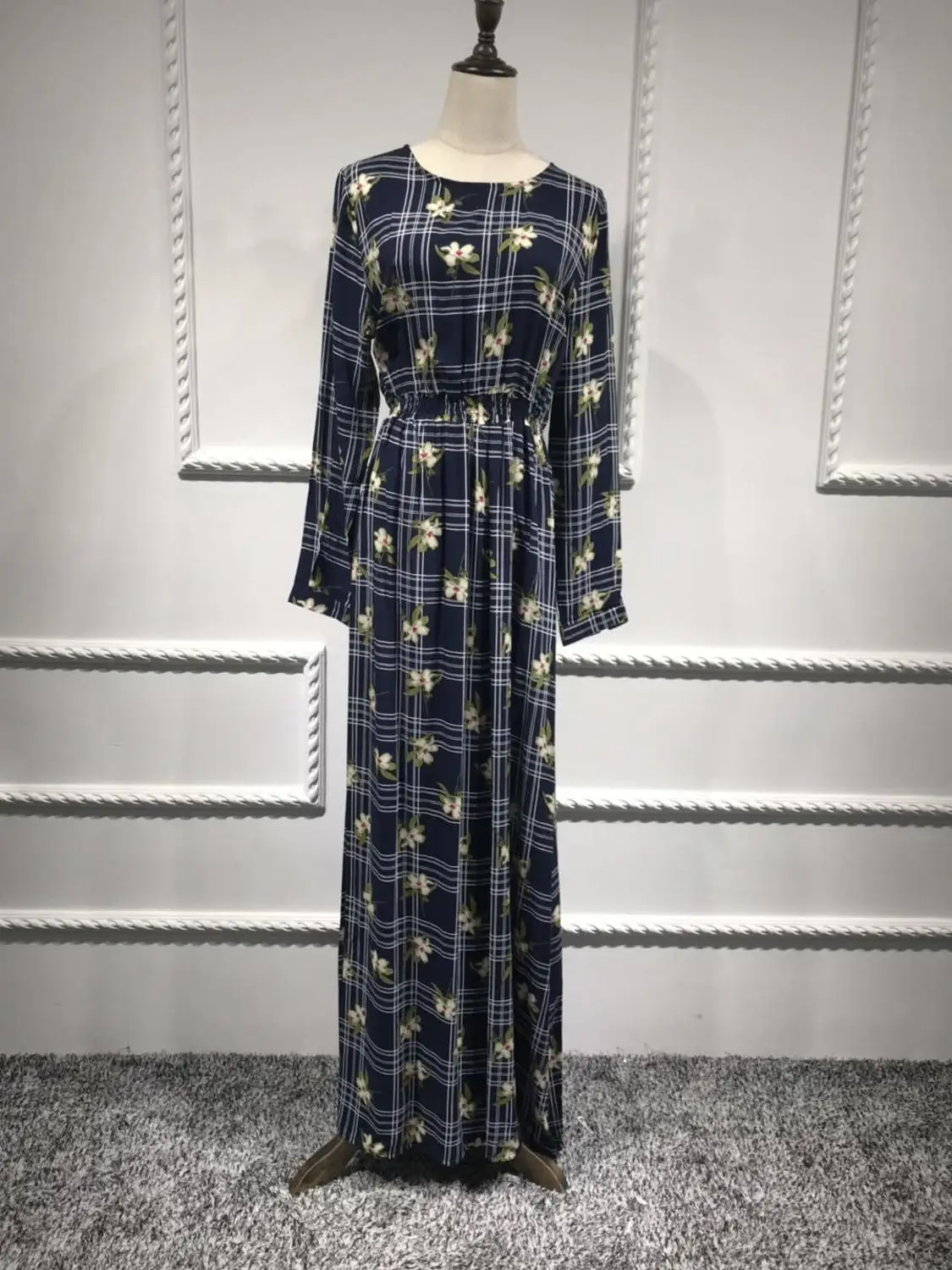 Женское мусульманское платье с длинным рукавом ультрадлинное принтом на Ближнем