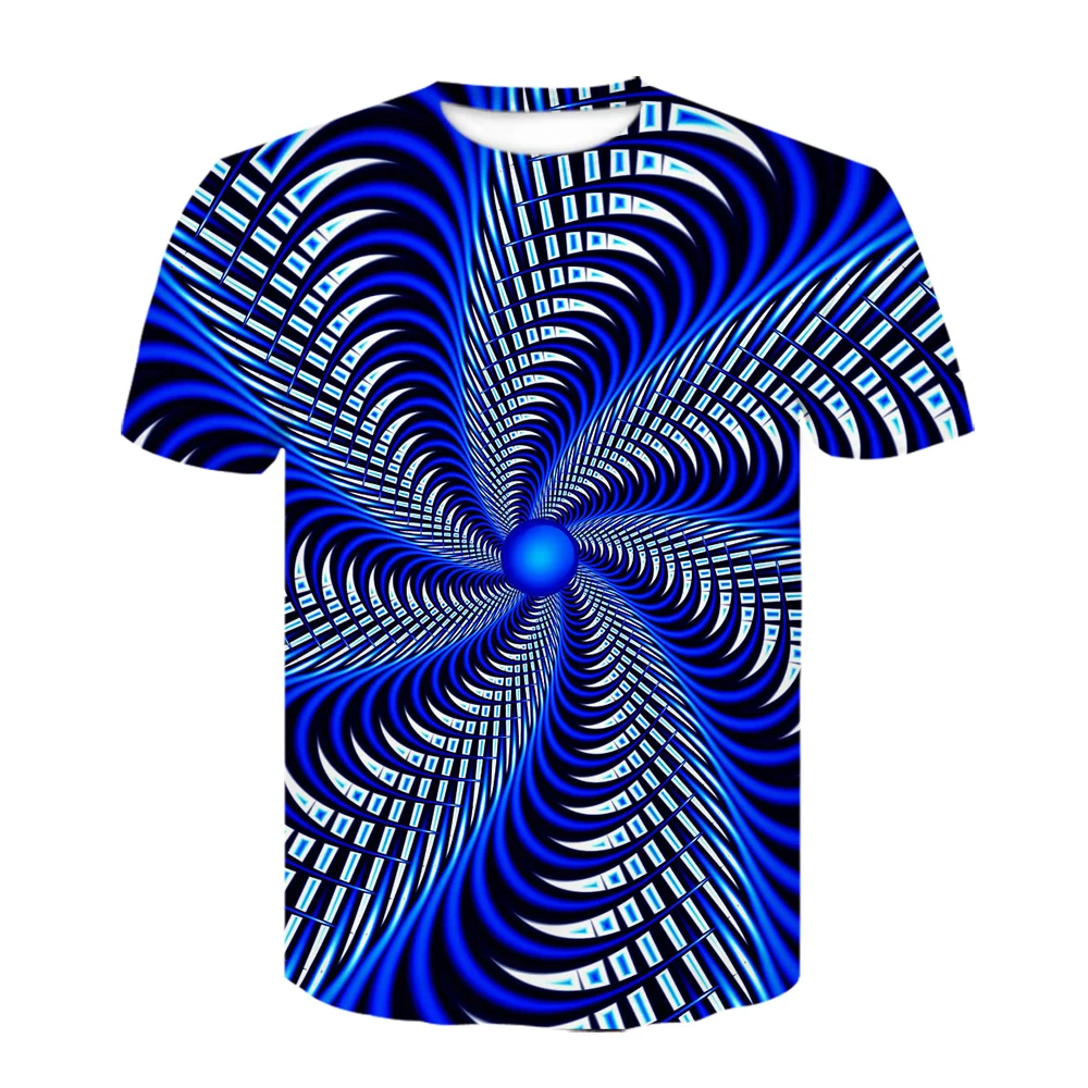 

Футболка оверсайз с трехмерным вихревым принтом для мужчин и женщин, модная повседневная рубашка в стиле Харадзюку, с круглым вырезом и кор...