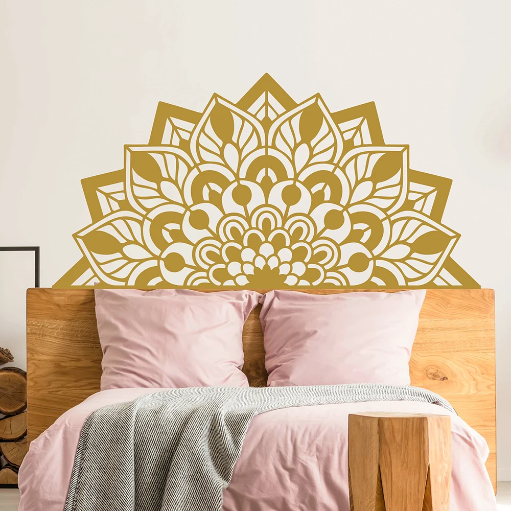 Boho Half наклейка на стены Мандала Vinyl yoga studio decor Наклейка изголовье mandala wall Decor