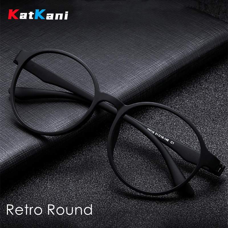 

KatKani Retro Round Optical Prescription Men's And Women's Glasses Frame Ultra-light And Comfortable Without Screw Design Glasse
