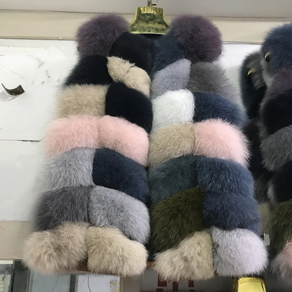Hot Sell Winter Russian Women Genuine Fox Fur Vests Warm Fluffy Natural Coloful Vest Ladies Fashion Real Gilet | Женская одежда