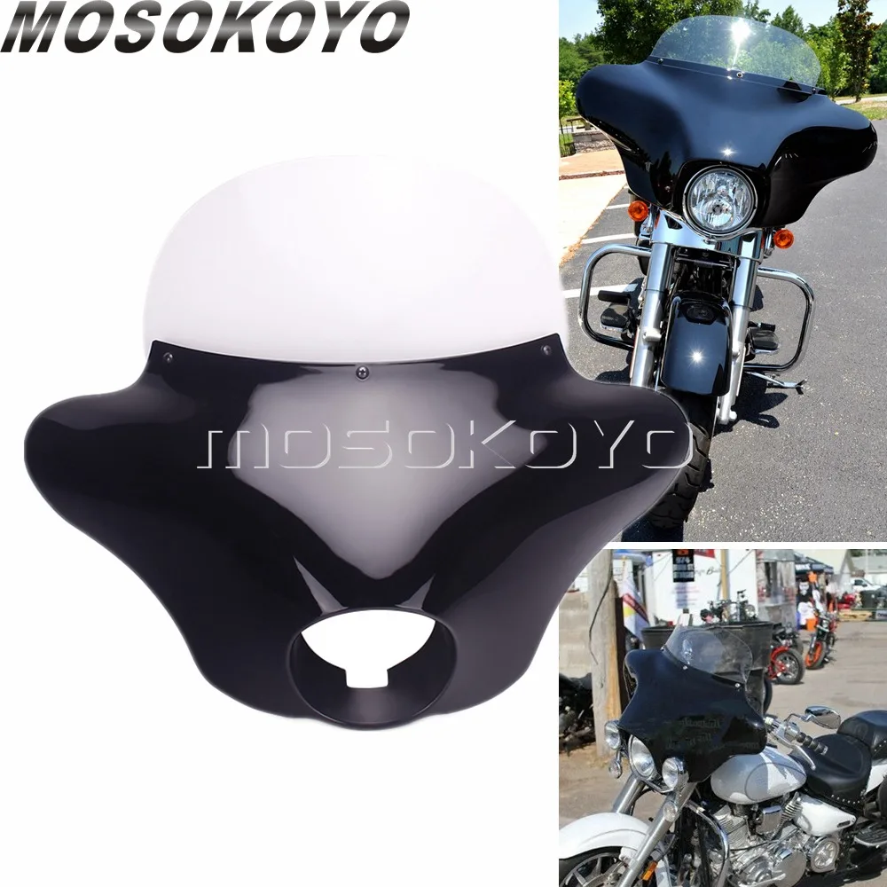 

Motorcycle Outer Batwing Fairing Head Lamp Front Mask Cowl for Harley Custom Dyna Sportster Glide Fat Bob Low Rider Street 750