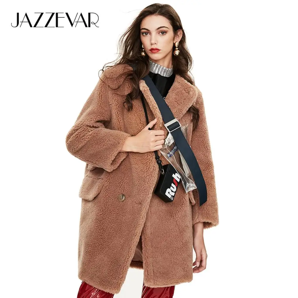 JAZZEVAR 2019 Зимнее новое поступление пальто с мехом женская одежда высокое качество