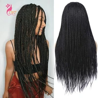 black box braided wigs braids wigs for black women with baby long hair glueless micro braids synthetic african replacement hair