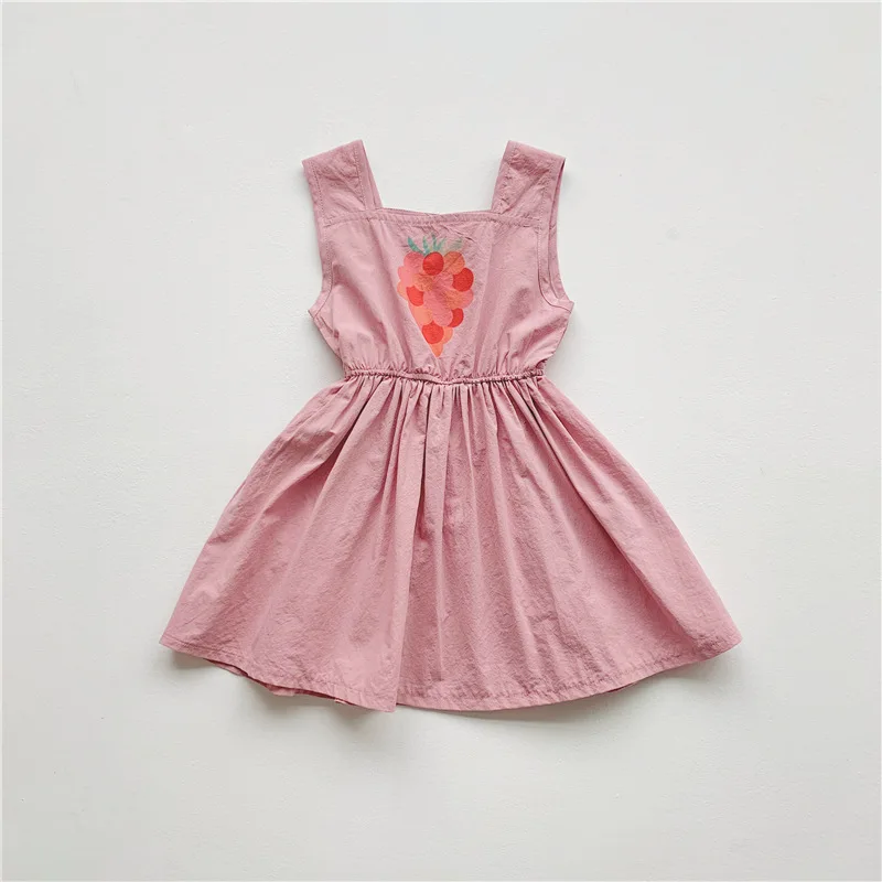 

2021 Summer Baby Girls Dresses for Kids Sleeveless Casual Clothes Fashion Grape Print Princess Party Dress for 1-6Years Children