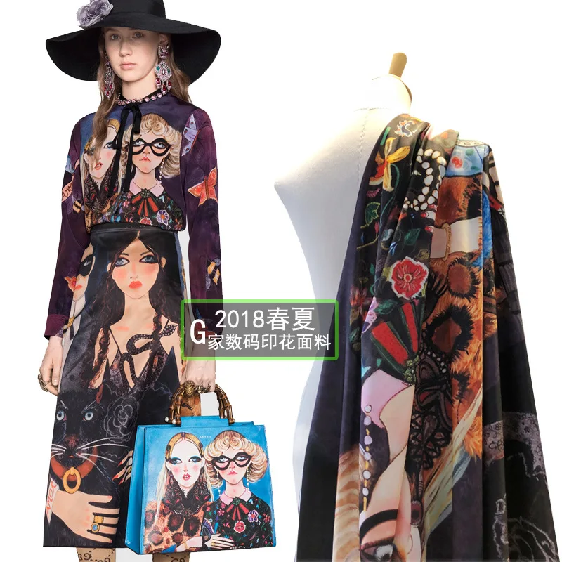 

G brand printed polyester fabric cloth autumn and winter fashion clothing dress fabric custom wholesale alibaba express