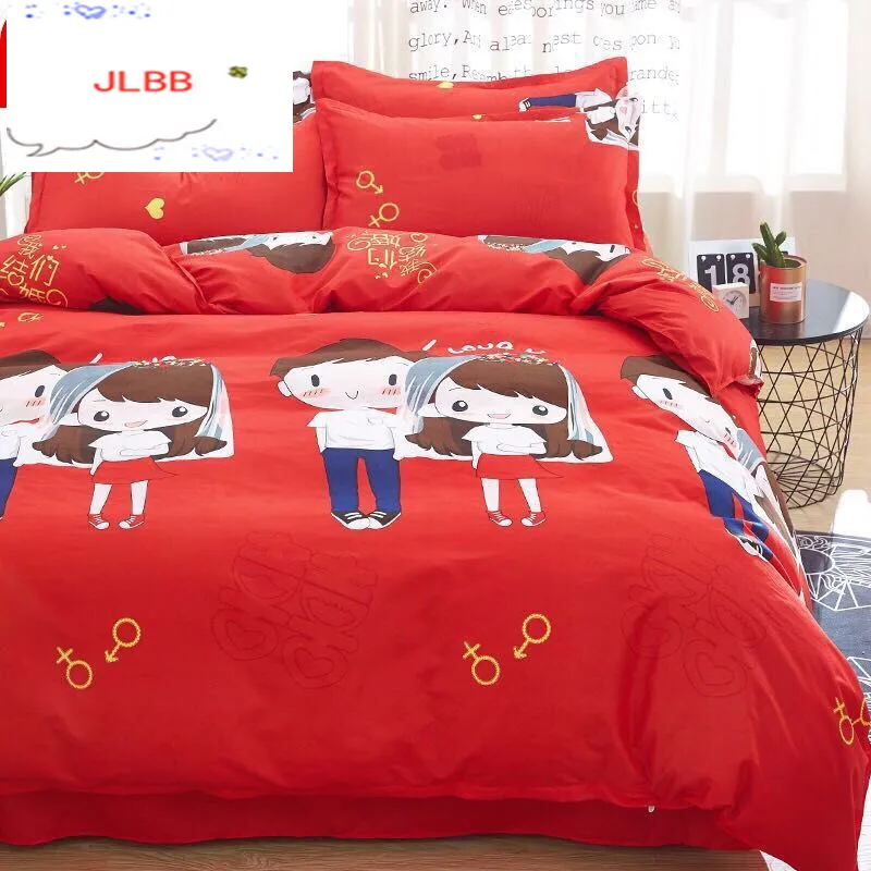 

4 Pcs/Set Classic Bedding Set 4 sizes Grey Blue Flower Bed Linen Duvet Cover Set Pastoral Bed Sheet AB Side Duvet Cover 2019 Bed