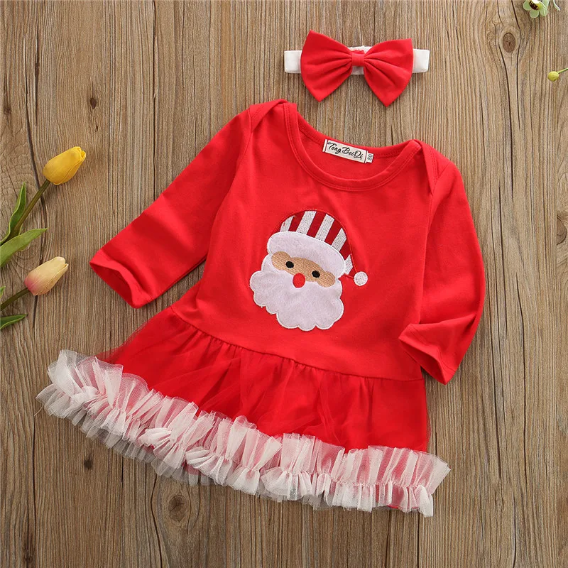 Рождественская Одежда для маленьких девочек Вечерние фатиновые платья с круглым