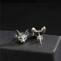 vintage sphink cat stud earrings punk animal stud earrings gothic motorcycle hand hip hop rock jewelry accessories