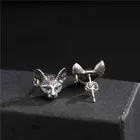 Винтажные Sphink кошка серьги-гвоздики в стиле панк серьги-гвоздики с животными в готическом стиле в байкерском стиле ручной работы в стиле хип-хоп рок ювелирные изделия аксессуары