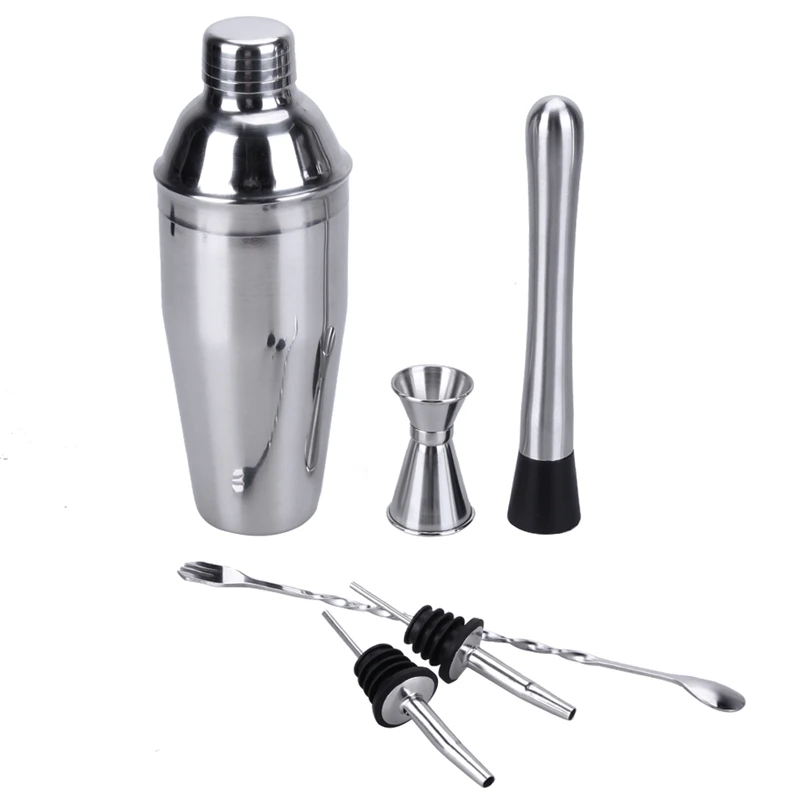 

6Pcs 750ml Stainless Steel Cocktail Shaker Bar Set Wine Martini Drink Mixer Bar/Party Tool Bartender Gifts