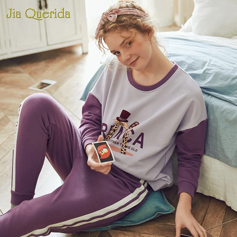 Новый весенний пижамный комплект с мультяшным принтом женская одежда для отдыха