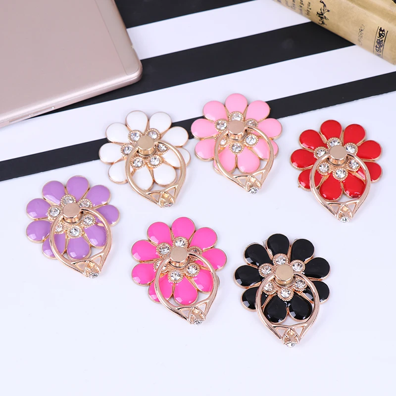 

Reusable Mobile Phone Holder Flower Finger Ring Smartphone Colorful Metal Stand Holder Phone Holder Stand For All Phone