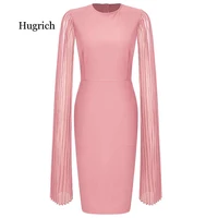 elegant cape sleeve dress women slim solid sexy bodycon dress female office lady workwear vintage hip package party dresses