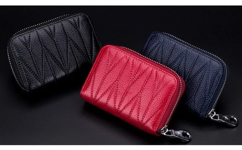 FUNMARDI RFID блокирующий держатель для карт на молнии Женский кошелек из натуральной кожи сумки для кредитных карт для мужчин Кошельки для монет женская сумка WLHB1998