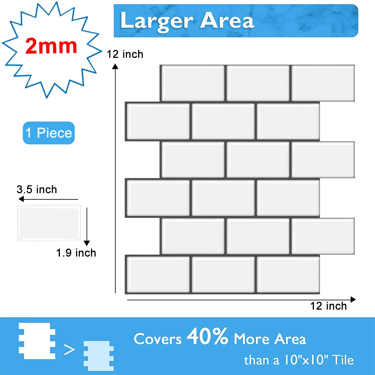 

2mm Strong Adhesive Premium Kitchen Wall Tiles Kitchen Backsplash Wall Sticker