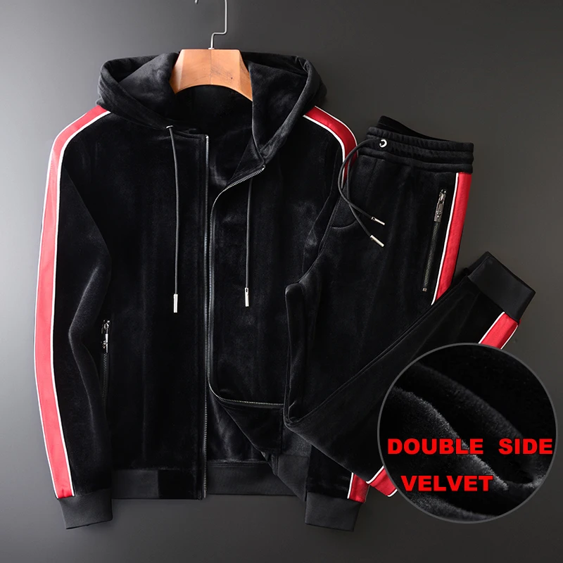 Мужские бархатные комплекты Minglu с двойными боками (свитшот + брюки) роскошные