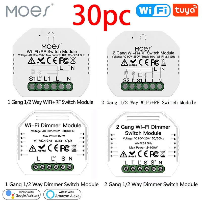 

Mini Smart Switch Module Moes Interruptor Wifi Moes Smart Switch Interruptor Alexa Smart Home Tuya Light Switch Wireless