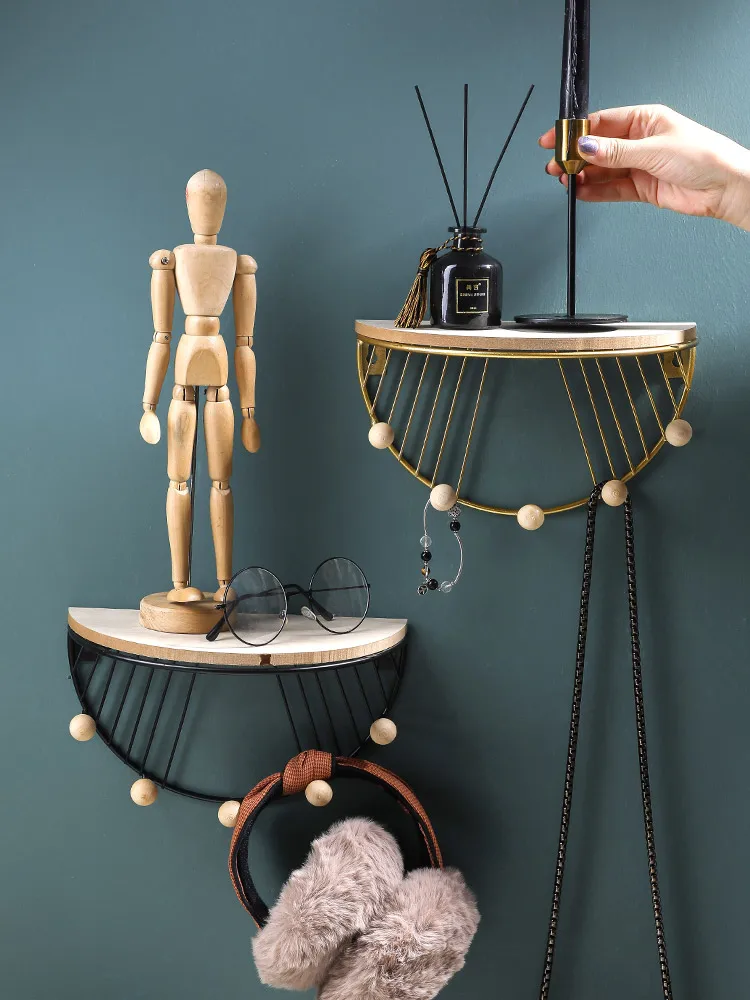 Европейский Стильный металлический Железный декоративная полка с Крючки