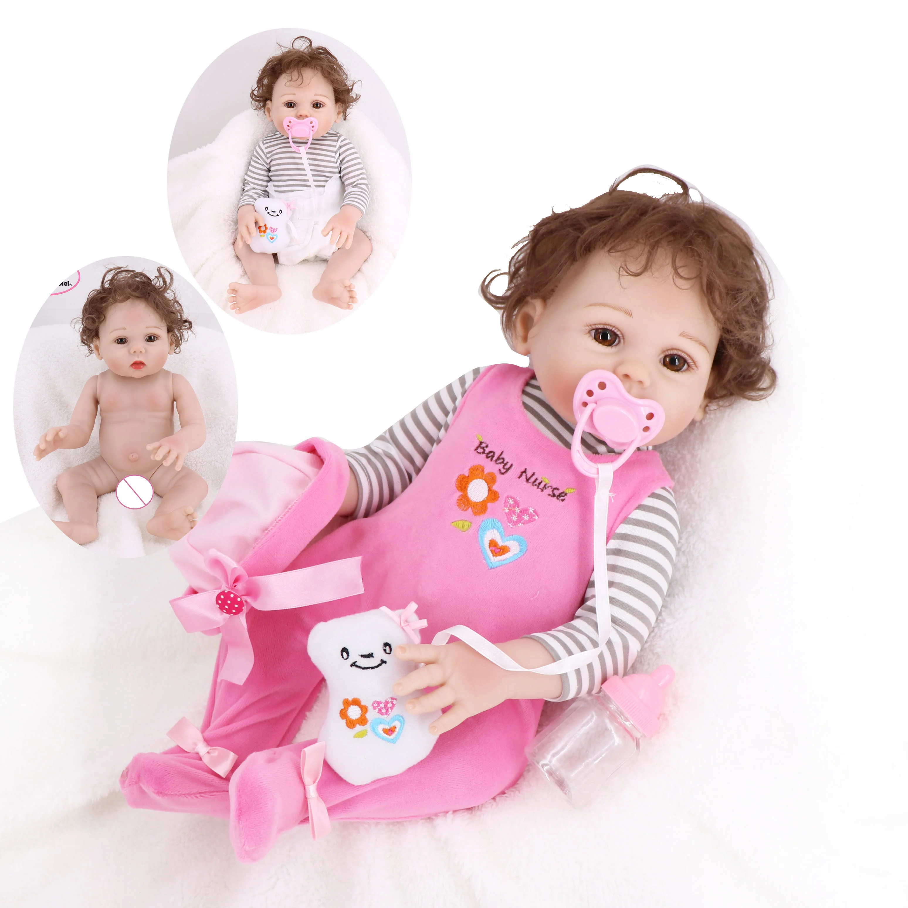 

19" 48cm bebe reborn corpo de silicone inteiro newborn baby girl alive dolls toys gift NPK DOLL