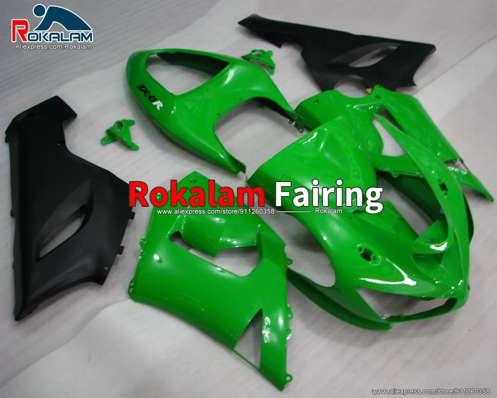 

Bodywork For Kawasaki ZX6R Ninja 2005 2006 ZX-6R 05 06 636 Green Matte Black Motorcycle Fairing (Injection Molding)
