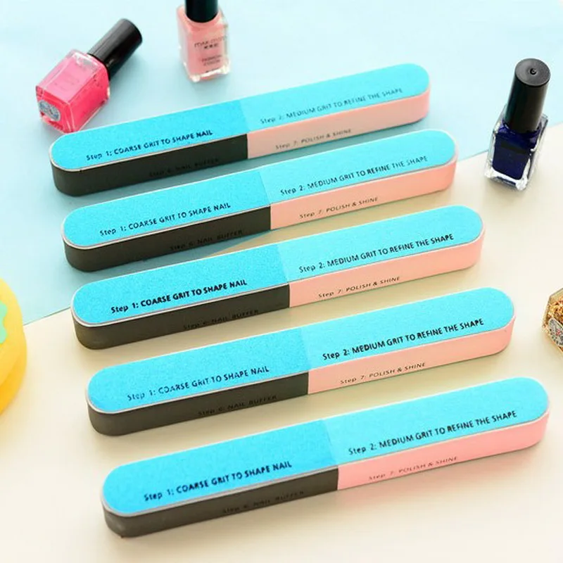 

5pcs Article 6 sides frosted Nail Files Fake nails article polishing grinding mill Manicure tools Sanding polish Shiny