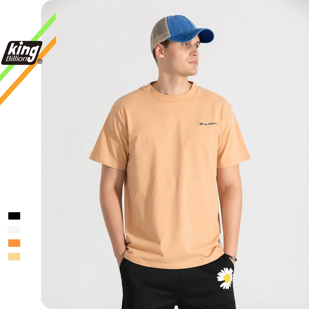 

King Billion 100% 200G Thick Cotton Men's summer Men's T-shirt Loose Short-Sleeved Casual Basic Shirt Embroidery O neck
