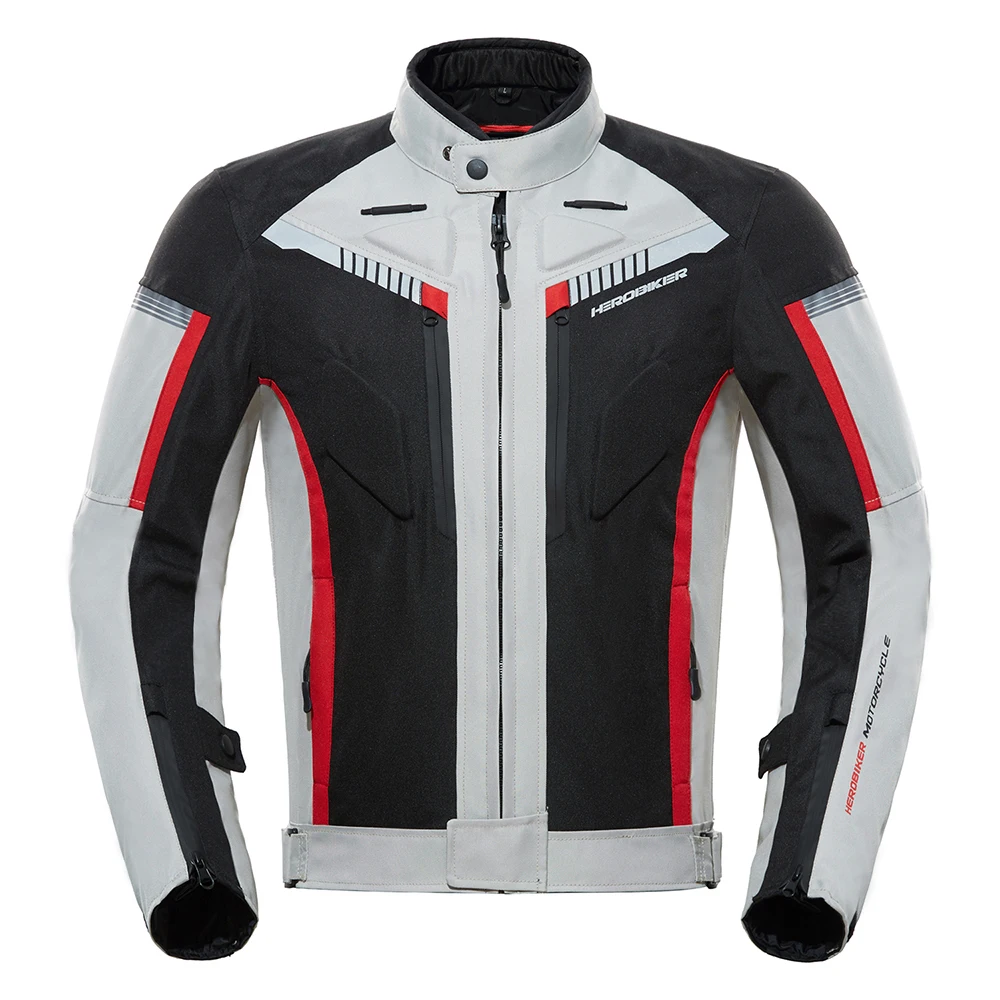 Beige jacket Herobiker мотоцикл куртка Для мужчин Водонепроницаемый Байкерская кожаная куртка в байкерском стиле для всего тела защитный Шестерни перчатки для езды на мотоцикле байкерская куртка черного цвета - Цвет: Beige jacket