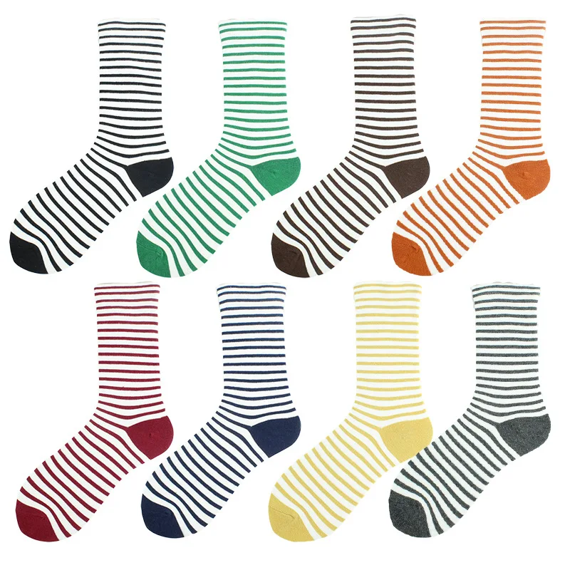 

8 Colors Spring and Summer Women's Tube Socks Striped Candy Color Cotton Socks Sports Breathable Comfortable Running Outdoor