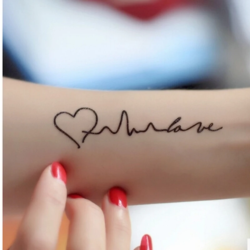 

Black Heart Pattern Removable Waterproof Temporary Tattoo Body Art Sticker New