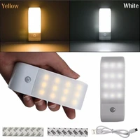 led night light 12leds pir infrared motion sensor usb rechargeable induction sensor bedroom cabinet closet corridor lamp