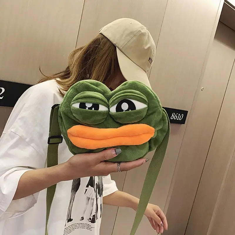 Женская наплечная сумка 3D Sad Frog зеленая забавная мессенджер для косплея с милыми