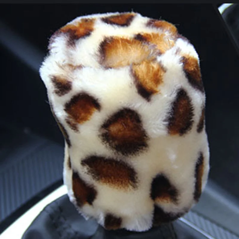

Set Steering wheel cover Universal Gear Shift Handbrake Interior 3pcs Leopard Print Useful