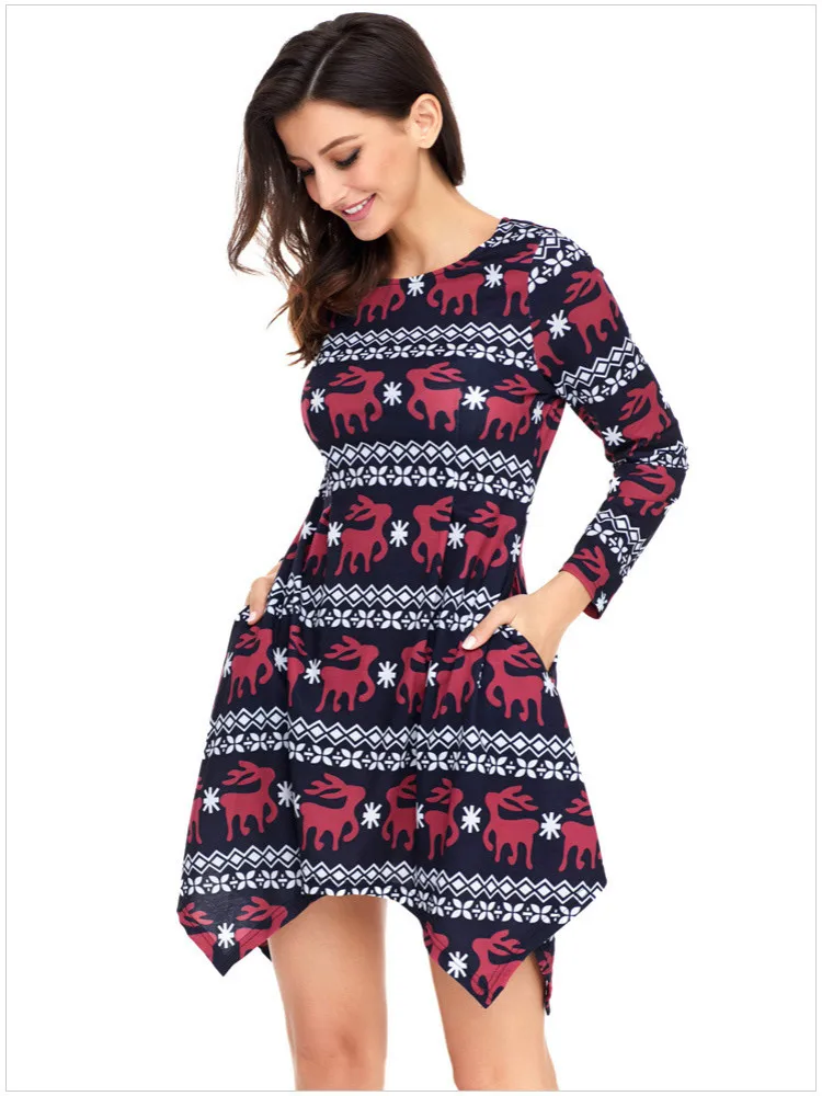 

Женское асимметричное платье круглым вырезом длинными рукавами европейском американском модное мини- стиле Instagram пляжное платье женская о...