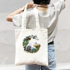 Холщовая Сумка-тоут с аниме Kawaii, с мультипликационным принтом, женская сумка для покупок через плечо, модная повседневная сумка для девочек, Тоторо, Япония